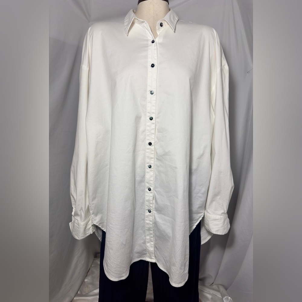 Mother Oxford Oversized Washable Oxford Shirt White Button Down Size 5 Plus